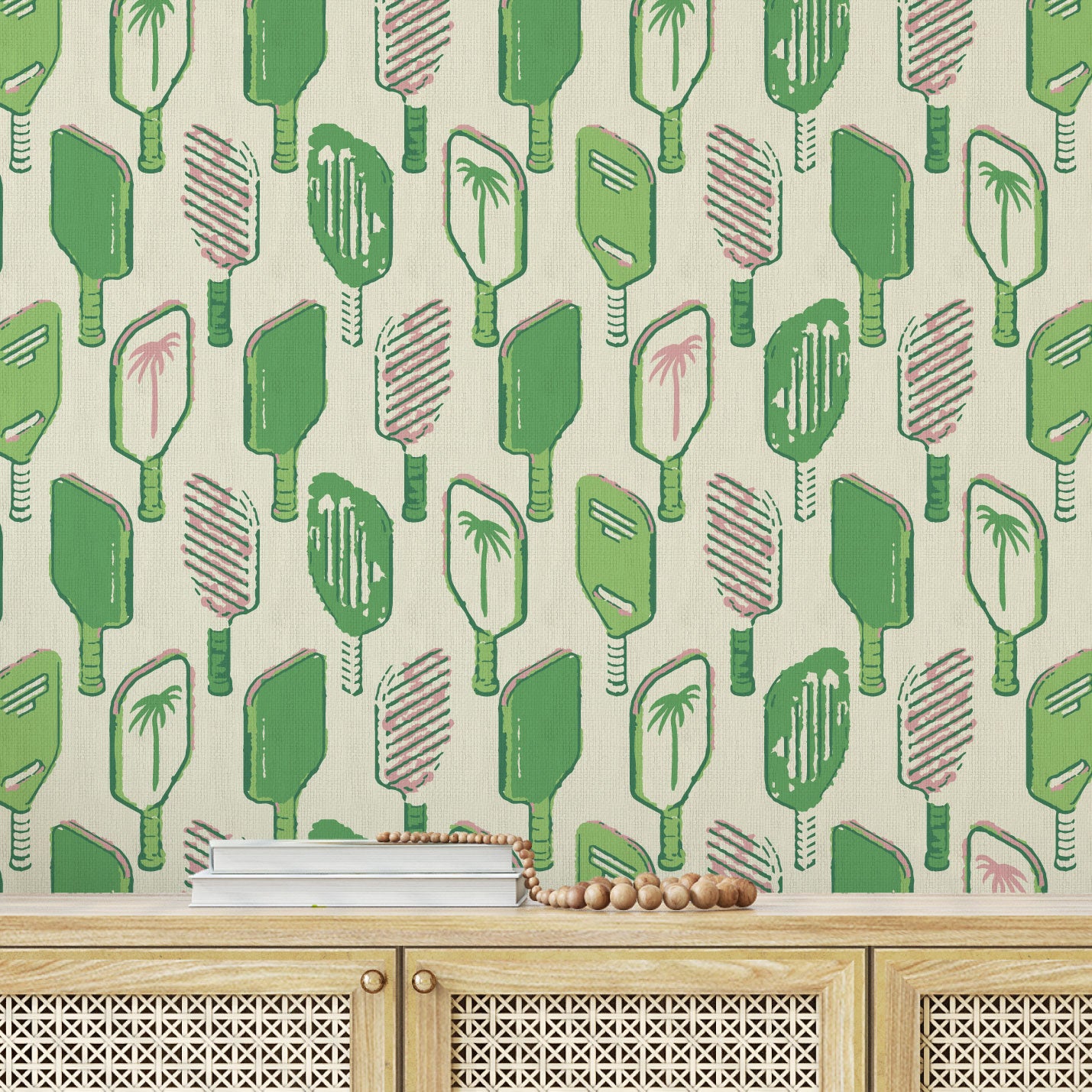 Grasscloth wallpaper Natural Textured Eco-Friendly Non-toxic High-quality Sustainable Interior Design Bold Custom Tailor-made Retro chic Tropical Jungle Coastal Cabana preppy Pickleball prep preppie country club traditional maximalism