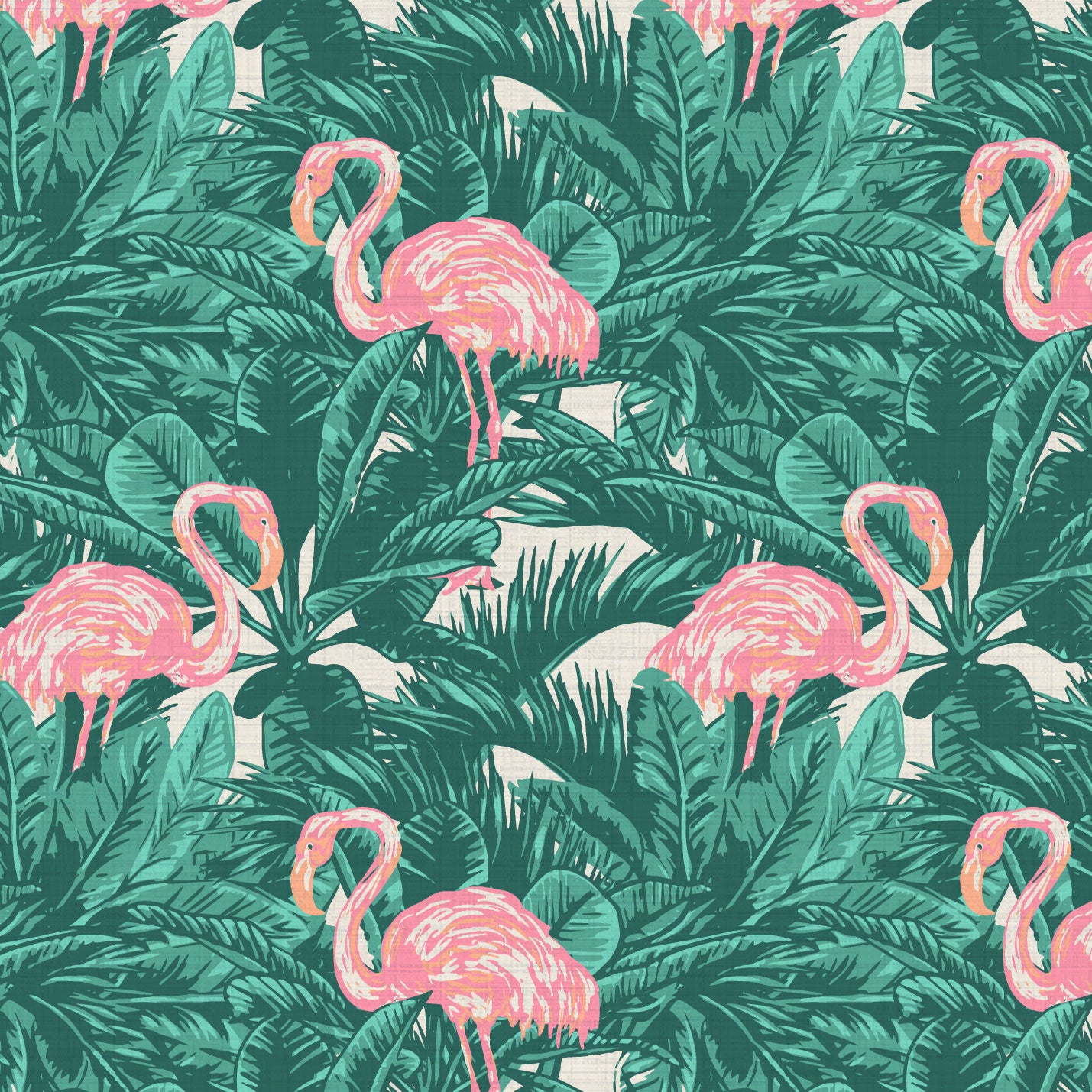 A Flamingo Made Me Do It Palm Leaf Textured Performance Vinyl Wallpaper in Emerald Bay Green