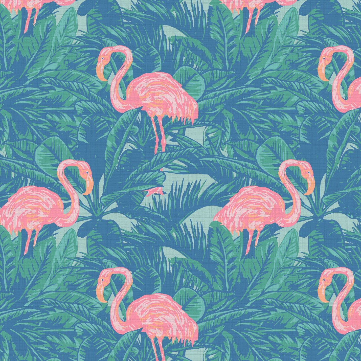 A Flamingo Made Me Do It Palm Leaf Textured Performance Vinyl Wallpaper in Pink Punch