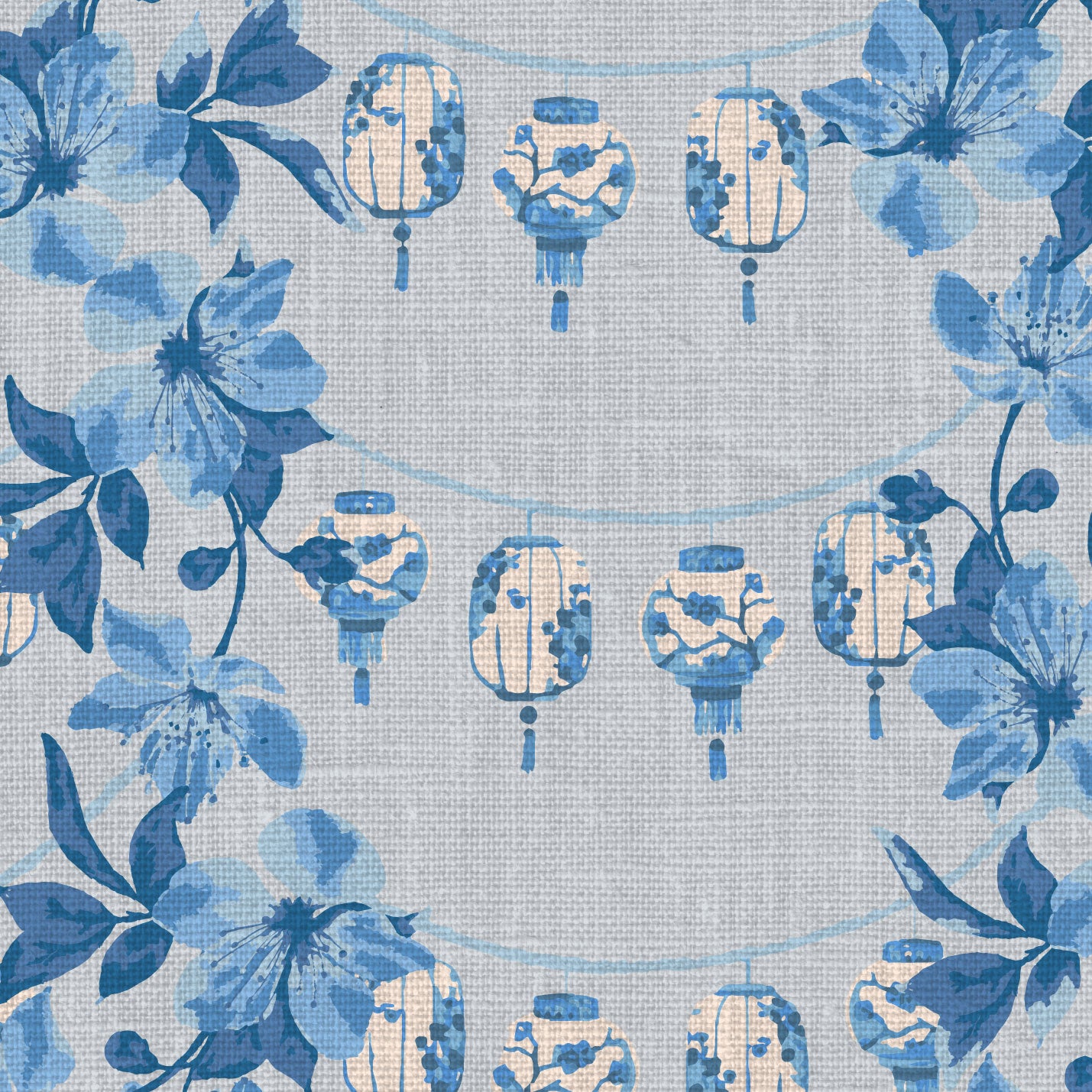 french blue shades of blue lantern Chinoiserie asian inspiration floral stripe interior design garden vertical chintz chinese textured botanical garden flower florals tropical classic bespoke coastal bold nature inspired fabric upholstery