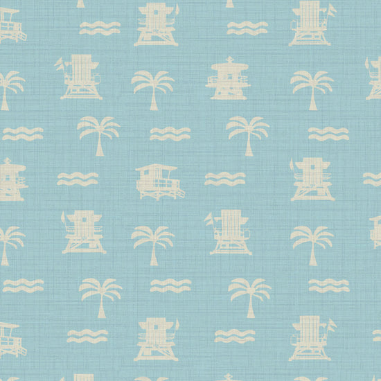 Baywatch Beach Stand Textured Performance Vinyl Wallpaper in Billy's Ocean