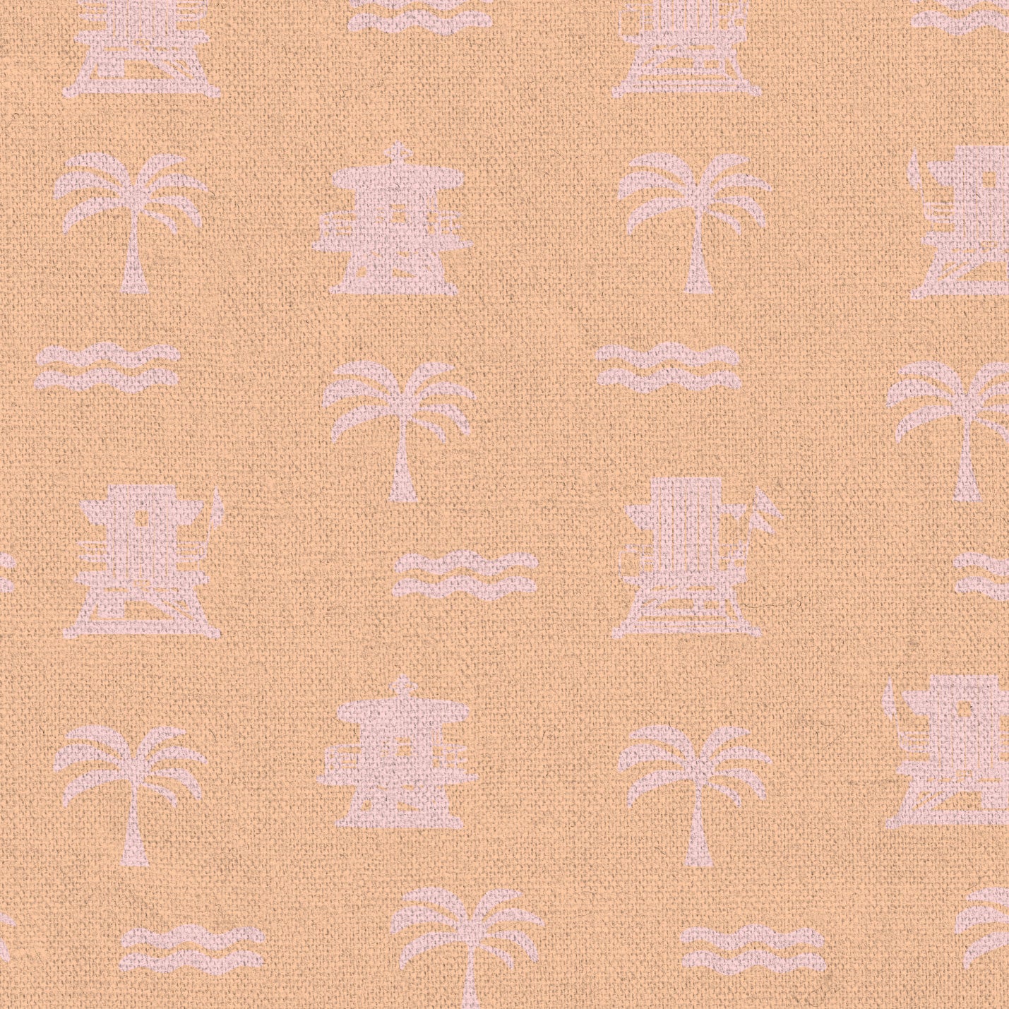 grid seaside coastal seashore waterfront vacation home styling retreat relaxed beach vibes beach cottage shoreline oceanfront nautical tropical ocean waves palm tree lifeguard stand mini print custom interior design beach house sunset orange tangerine coral light pink baby fabric upholstery