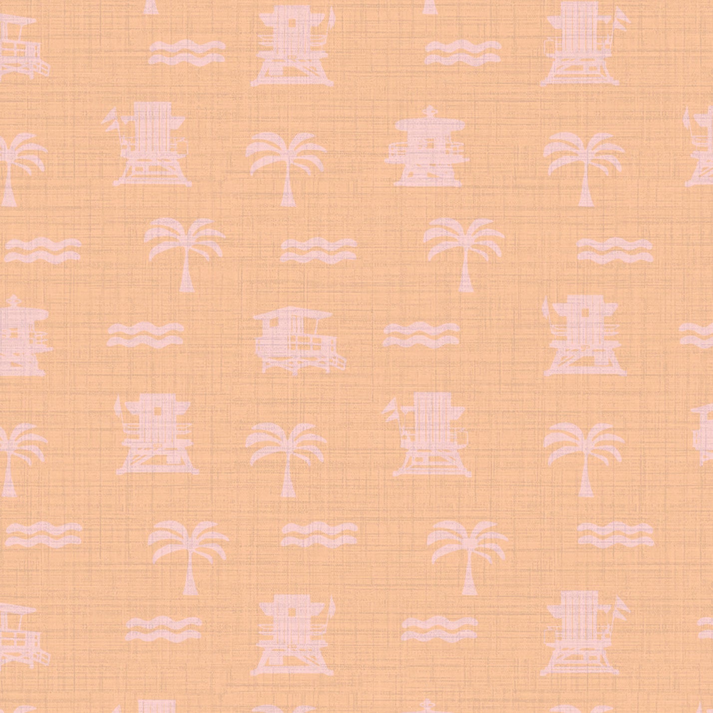 Baywatch Beach Stand Textured Performance Vinyl Wallpaper in Orange Sherbet