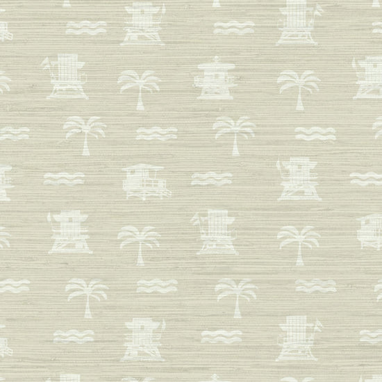 Grasscloth Natural Textured Eco-Friendly Non-toxic High-quality  Sustainable practices Sustainability Interior Design Wall covering wallpaper grid seaside coastal seashore waterfront vacation home styling retreat relaxed beach vibes beach cottage shoreline oceanfront nautical tropical ocean waves palm tree lifeguard stand mini print custom interior design beach house tan off-white white cream sand