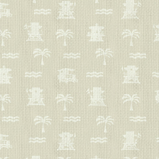 Natural Textured Eco-Friendly Non-toxic High-quality  Sustainable practices Sustainability Interior Design Wall covering wallpaper grid seaside coastal seashore waterfront vacation home styling retreat relaxed beach vibes beach cottage shoreline oceanfront nautical tropical ocean waves palm tree lifeguard stand mini print custom interior design beach house tan off-white white cream sand paper weave