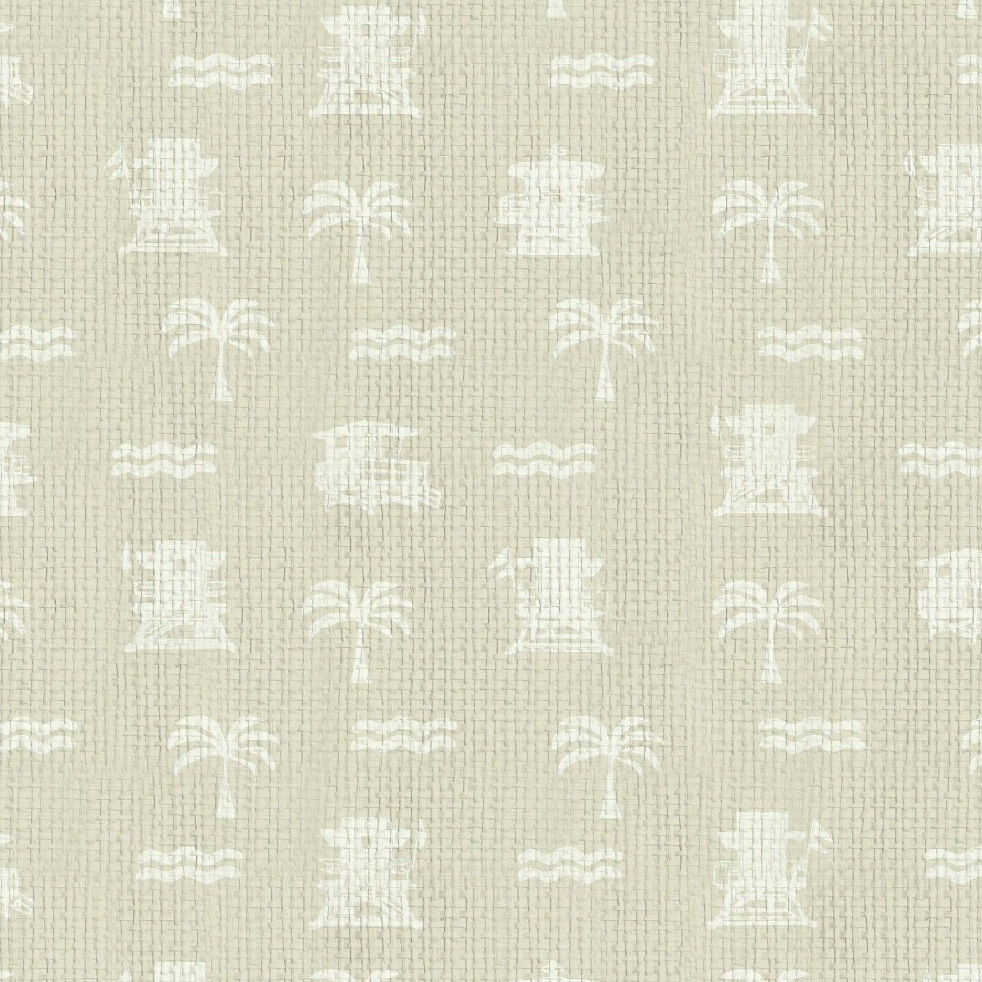 Natural Textured Eco-Friendly Non-toxic High-quality  Sustainable practices Sustainability Interior Design Wall covering wallpaper grid seaside coastal seashore waterfront vacation home styling retreat relaxed beach vibes beach cottage shoreline oceanfront nautical tropical ocean waves palm tree lifeguard stand mini print custom interior design beach house tan off-white white cream sand paper weave