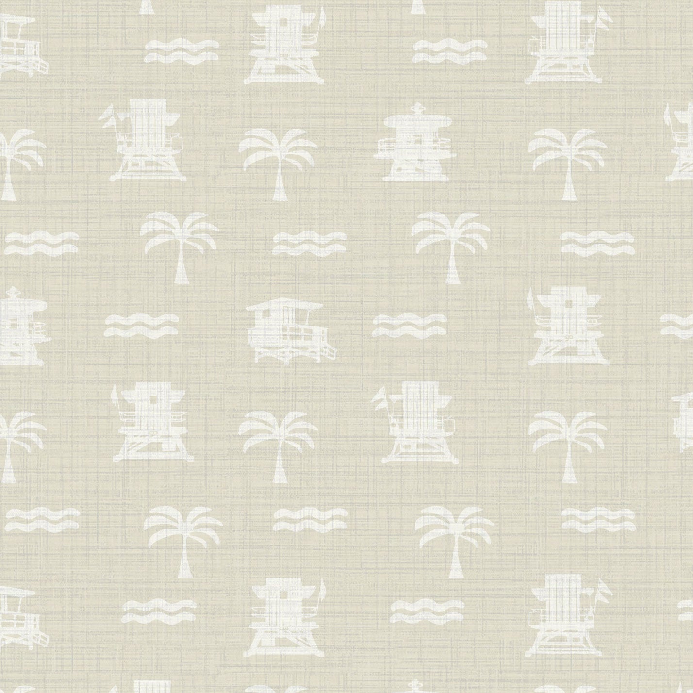 Baywatch Beach Stand Textured Performance Vinyl Wallpaper in Sand Castle