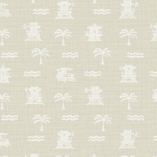 Baywatch Beach Stand Textured Performance Vinyl Wallpaper in Sand Castle