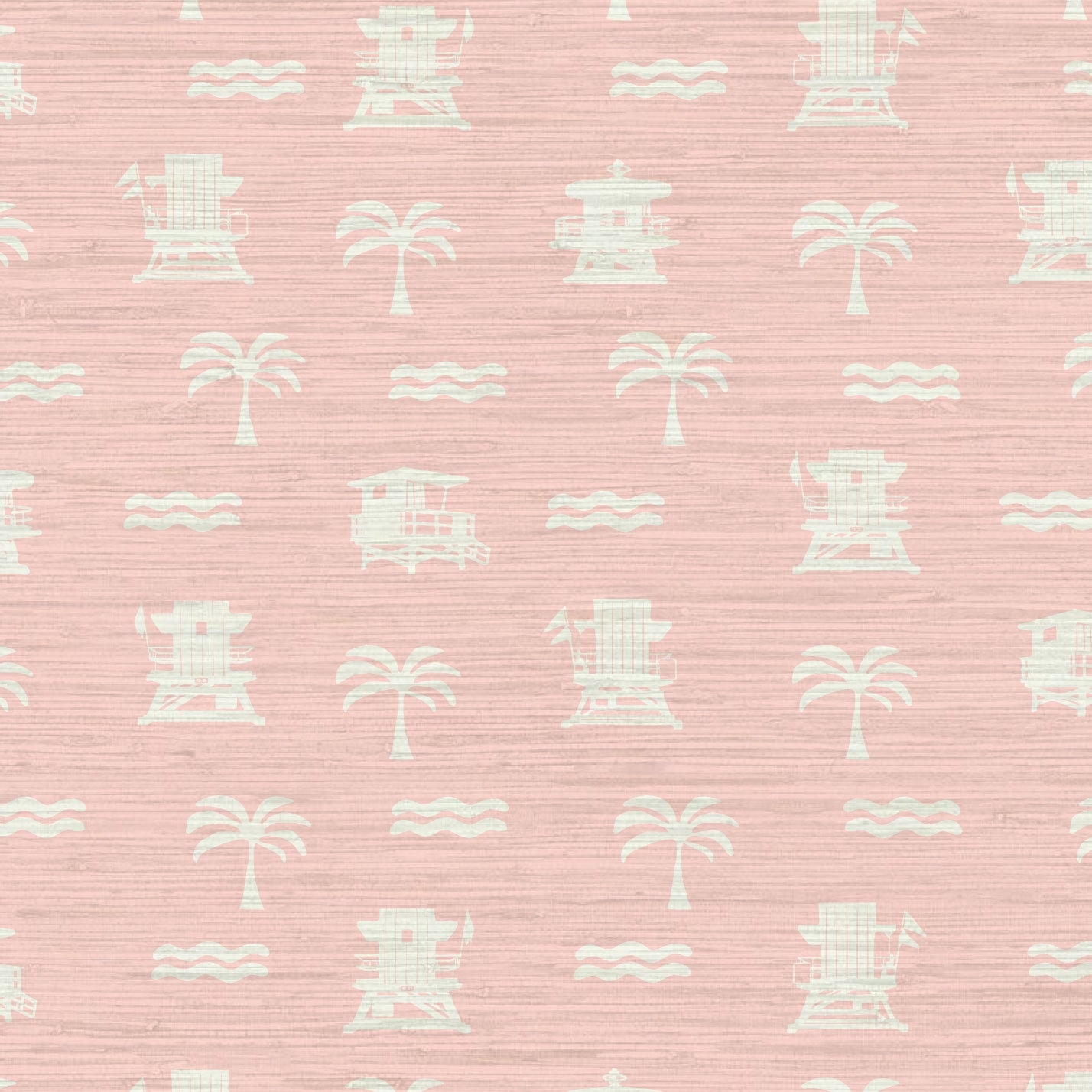 Grasscloth Natural Textured Eco-Friendly Non-toxic High-quality  Sustainable practices Sustainability Interior Design Wall covering wallpaper grid seaside coastal seashore waterfront vacation home styling retreat relaxed beach vibes beach cottage shoreline oceanfront nautical tropical ocean waves palm tree lifeguard stand mini print custom interior design light pink baby pink white