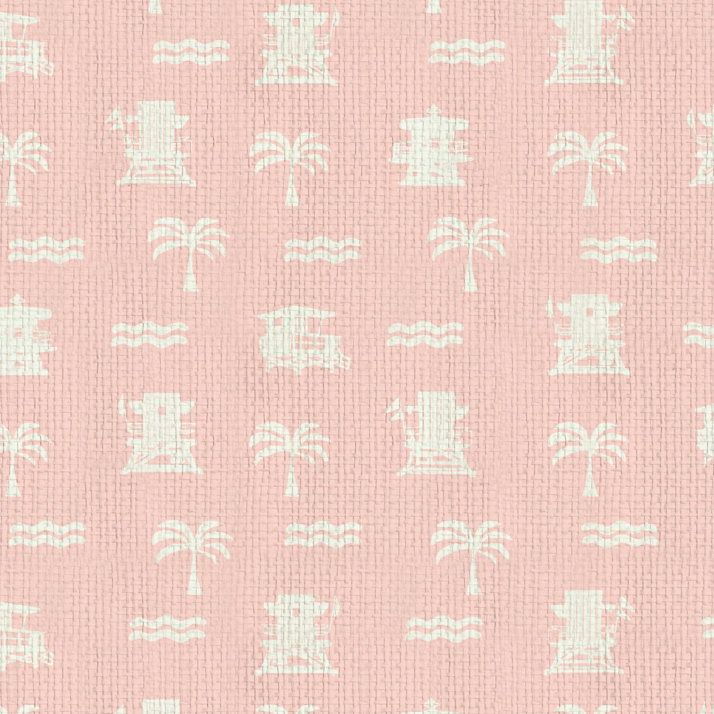 Natural Textured Eco-Friendly Non-toxic High-quality  Sustainable practices Sustainability Interior Design Wall covering wallpaper grid seaside coastal seashore waterfront vacation home styling retreat relaxed beach vibes beach cottage shoreline oceanfront nautical tropical ocean waves palm tree lifeguard stand mini print custom interior design light pink baby pink white paperweave paper weave