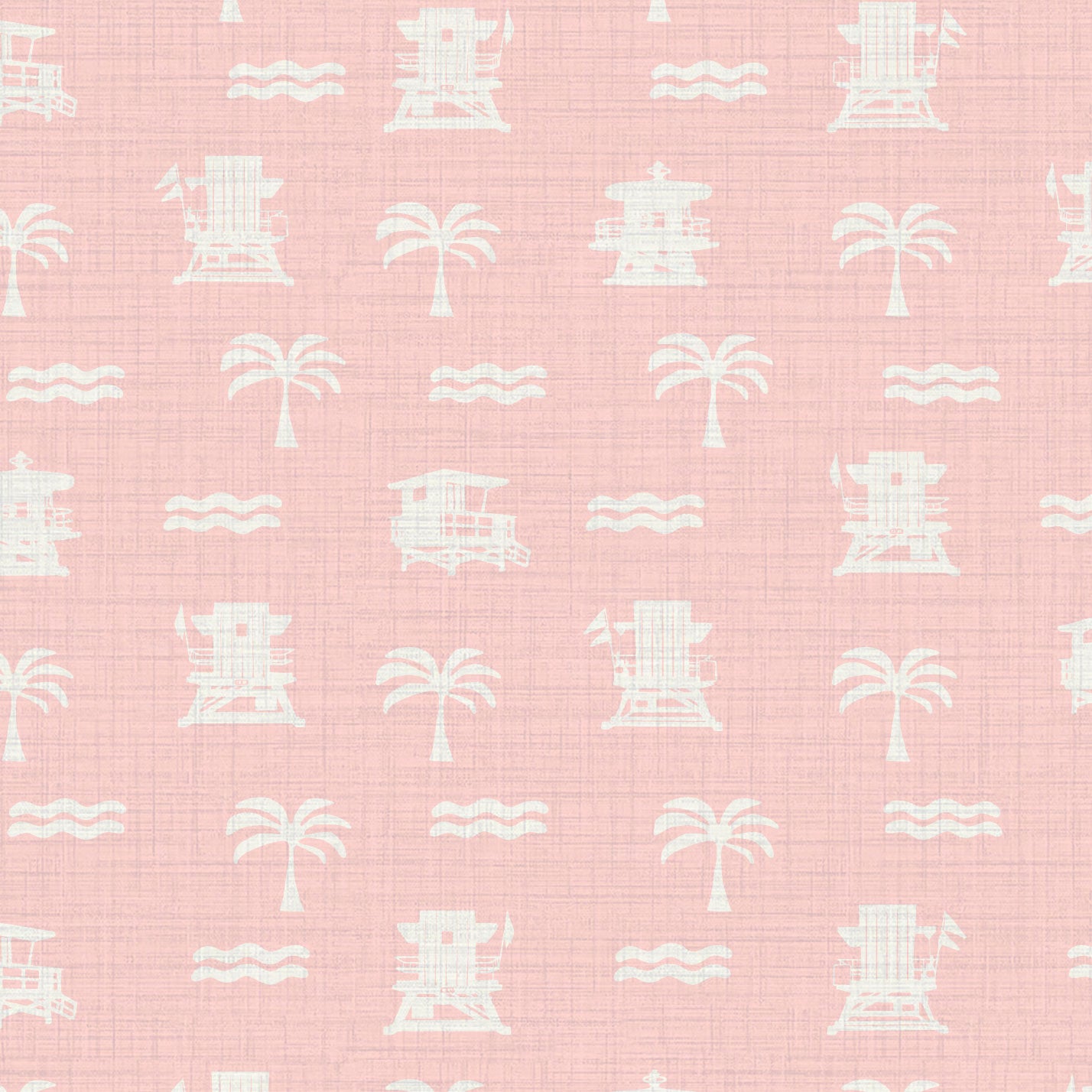 Baywatch Beach Stand Textured Performance Vinyl Wallpaper in Strawberry Milkshake