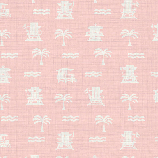 Baywatch Beach Stand Textured Performance Vinyl Wallpaper in Strawberry Milkshake