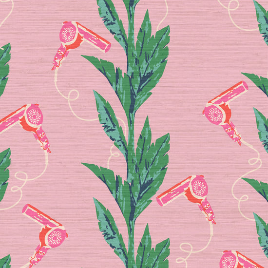 Beauty School Dropout Botanical Blowdryer Fabric in Pink Punch