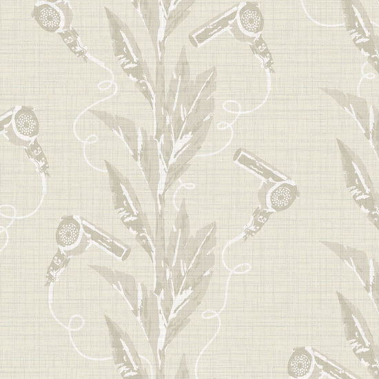 Beauty School Dropout Botanical Blowdryer Textured Performance Vinyl Wallpaper in Sand Castle