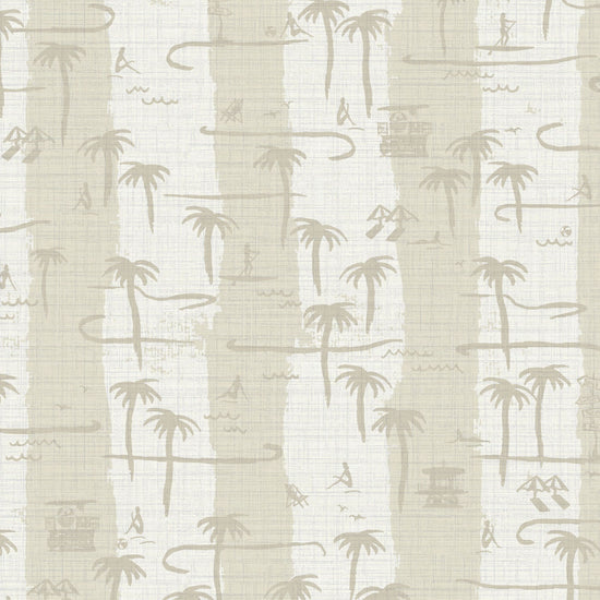 Bernie's Beach Striped Toile Textured Performance Vinyl Wallpaper in Sand Castle