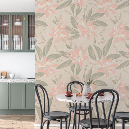 Botox Betty Floral Textured Performance Vinyl Wallpaper in Au Naturale