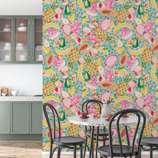 Breakfast Club Fruit Textured Performance Vinyl Wallpaper in Lemon Squeezy