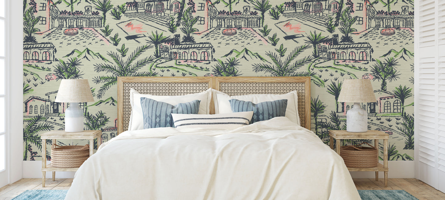 Grasscloth wallpaper Natural Textured Eco-Friendly Non-toxic High-quality Sustainable Interior Design Bold Custom Tailor-made Retro chic Grandmillennial Maximalism  traditional Tropical Jungle Coastal Garden Seaside Seashore Waterfront Beach cottage Shoreline Oceanfront Nautical Cabana preppy