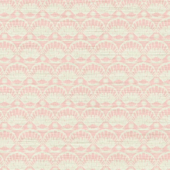 printed grasscloth paperweave wallpaper seashell horizontal stripe Natural Textured Eco-Friendly Non-toxic High-quality Sustainable practices Sustainability Interior Design Wall covering custom tailor-made retro chic tropical bespoke nature Seaside Coastal Seashore Waterfront Vacation home styling Retreat Relaxed beach vibes Beach cottage Shoreline Oceanfront Nautical neutral white baby pink pastel living room