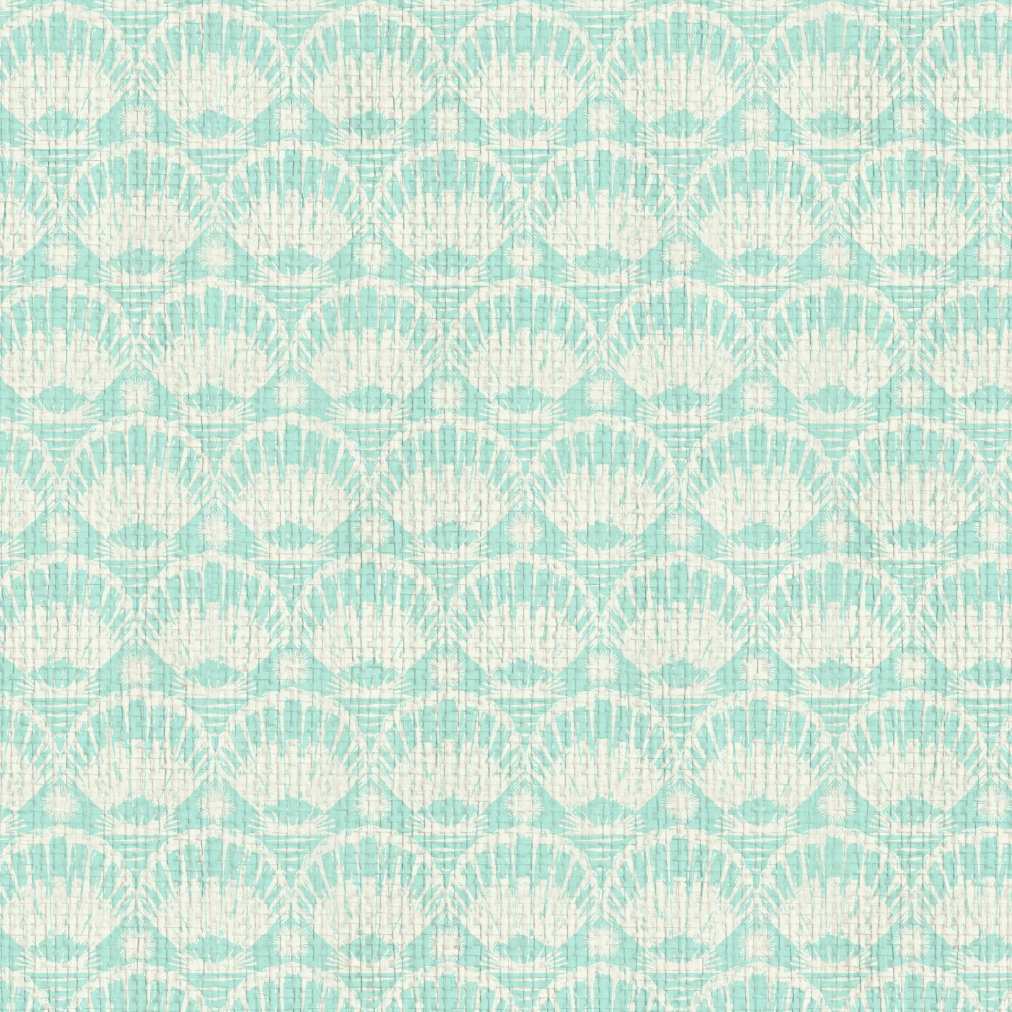 printed grasscloth paperweave wallpaper seashell horizontal stripe Natural Textured Eco-Friendly Non-toxic High-quality  Sustainable practices Sustainability Interior Design Wall covering custom tailor-made retro chic tropical bespoke nature Seaside Coastal Seashore Waterfront Vacation home styling Retreat Relaxed beach vibes Beach cottage Shoreline Oceanfront Nautical pastel subtle green teal white soft