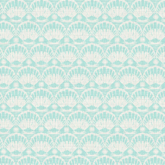 Caribbean Queen Shell Striped Textured Performance Vinyl Wallpaper in Bahama Blue