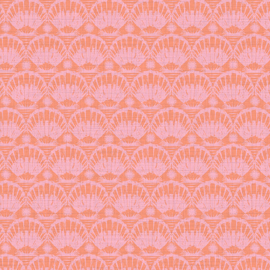 Caribbean Queen Shell Striped Textured Performance Vinyl Wallpaper in Coral Reef