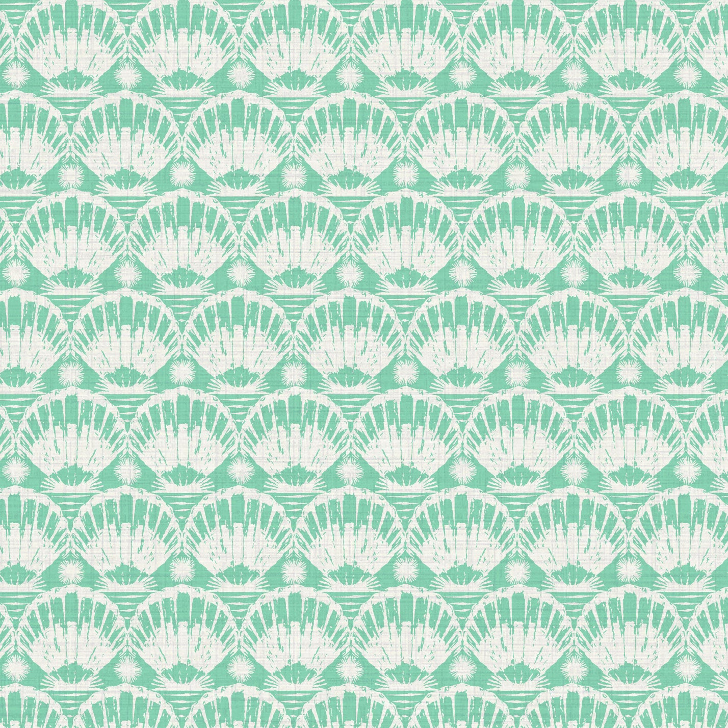 Caribbean Queen Shell Striped Textured Performance Vinyl Wallpaper in Mint Mojito Green