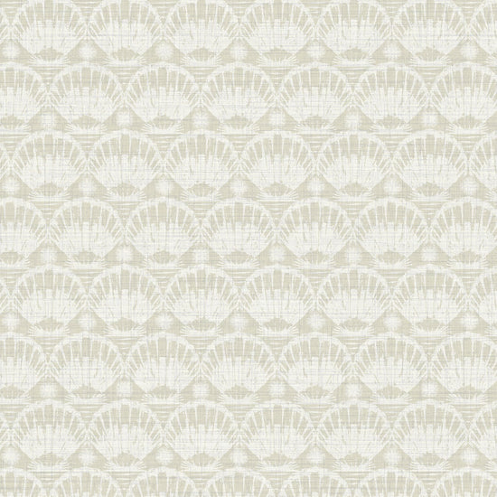 Caribbean Queen Shell Striped Textured Performance Vinyl Wallpaper in Sand Castle Beige