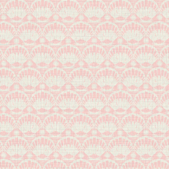 Caribbean Queen Shell Striped Textured Performance Vinyl Wallpaper in Strawberry Shortcake Pink