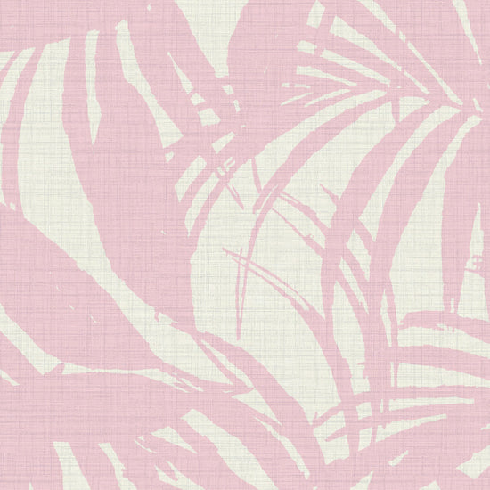 Club Paradise Palm Leaf Textured Performance Vinyl Wallpaper in Bubblegum Pink