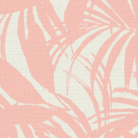 Club Paradise Palm Leaf Textured Performance Vinyl Wallpaper in Coral Splashes