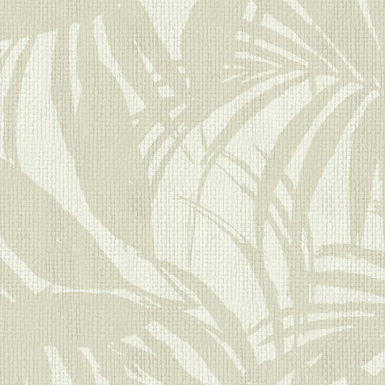 wallpaper oversize tropical leaf Natural Textured Eco-Friendly Non-toxic High-quality  Sustainable practices Sustainability Interior Design Wall covering Bold retro chic custom jungle garden botanical Seaside Coastal Seashore Waterfront Vacation home styling Retreat Relaxed beach vibes Beach cottage Shoreline Oceanfront white cream sand neutral off-white tan sand retail living room paper weave paperweave basketweave basket weave