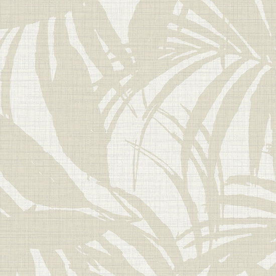 Club Paradise Palm Leaf Textured Performance Vinyl Wallpaper in Sand Castle Beige