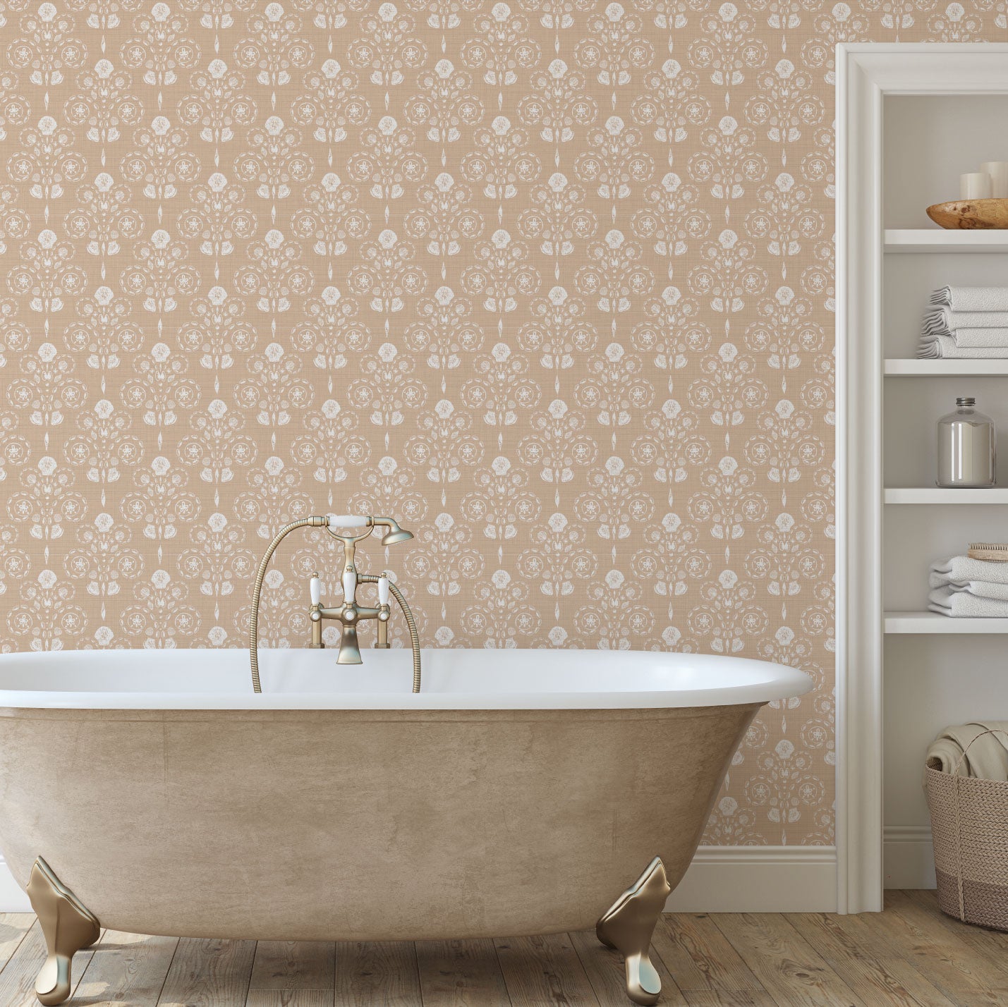 Conch Republic Textured Performance Vinyl Wallpaper in Beach Please Beige by Little Blue Designs