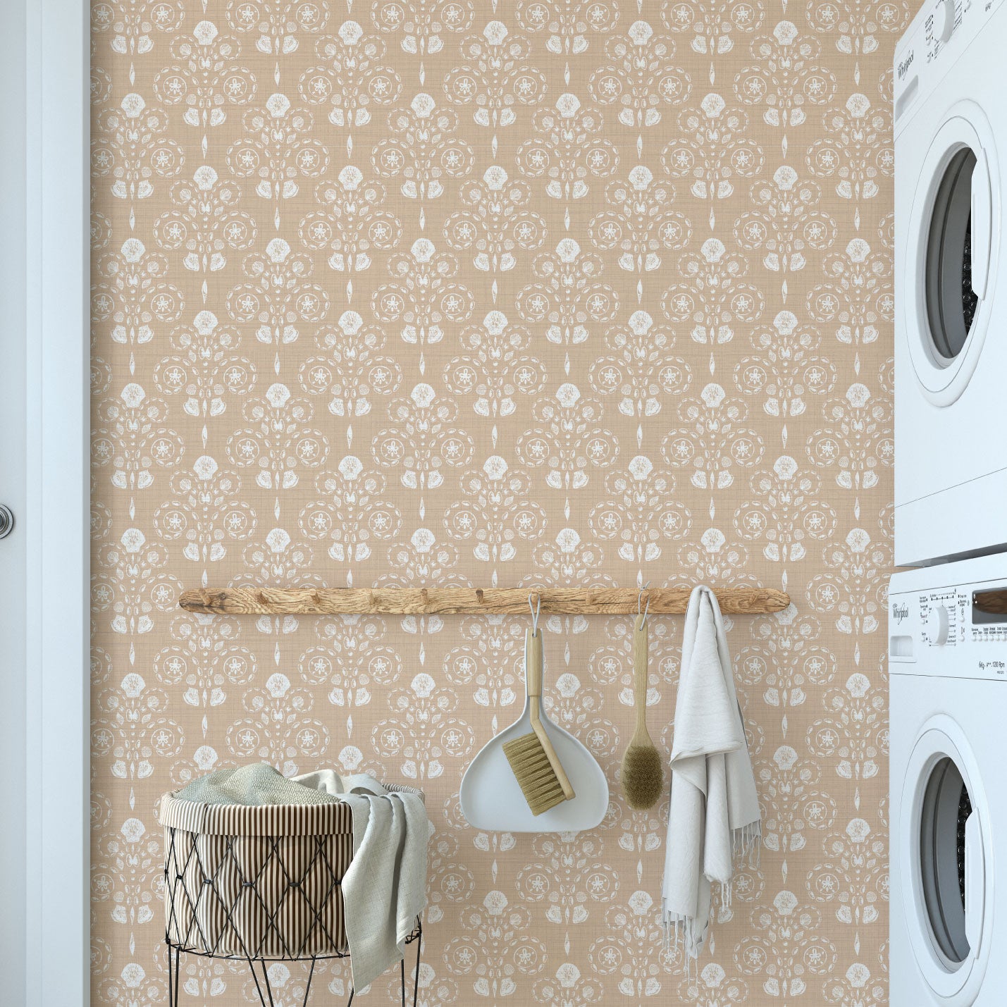 Conch Republic Textured Performance Vinyl Wallpaper in Beach Please Beige by Little Blue Designs