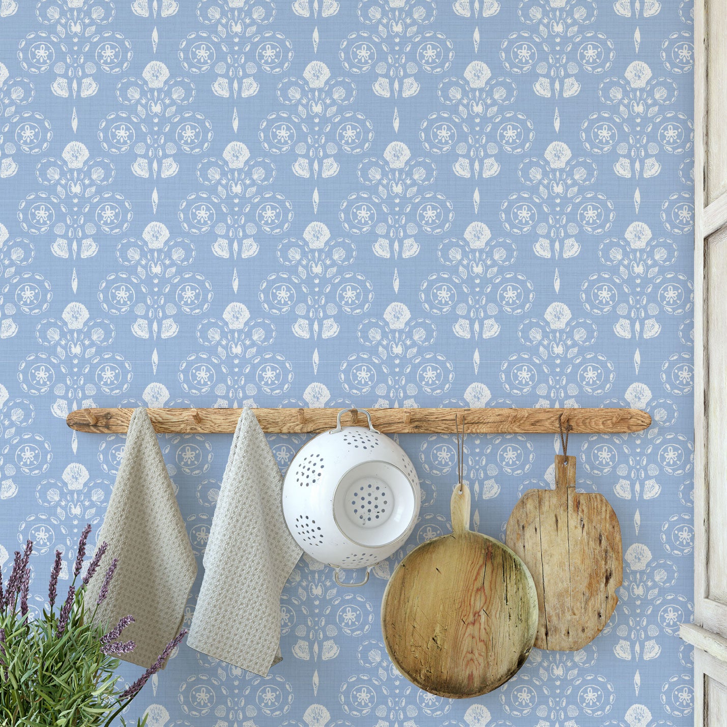 Conch Republic Textured Performance Vinyl Wallpaper in Blue Sky Baby by Little Blue Designs