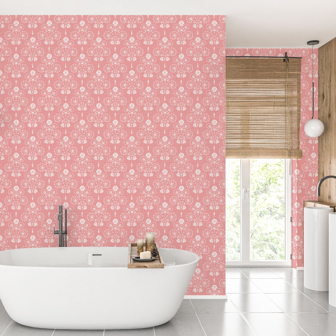 Conch Republic Textured Performance Vinyl Wallpaper in Coral Is Calling by Little Blue Designs