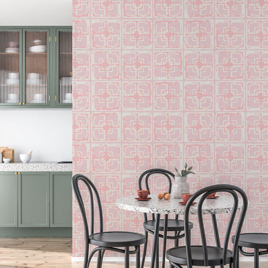 Dance Along the Edge Breeze Block Textured Performance Vinyl Wallpaper in Pink Carnation