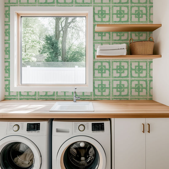 Dance Along the Edge Breeze Block Textured Performance Vinyl Wallpaper in Sayonara Sage Green