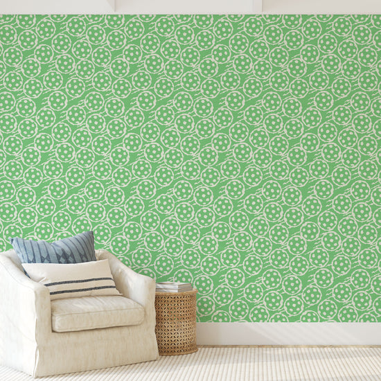 pickleball sport ball green white kids Grasscloth Natural Textured Eco-Friendly Non-toxic High-quality  Sustainable practices Sustainability Interior Design Wall covering Bold Wallpaper Custom Tailor-made Retro chic custom made