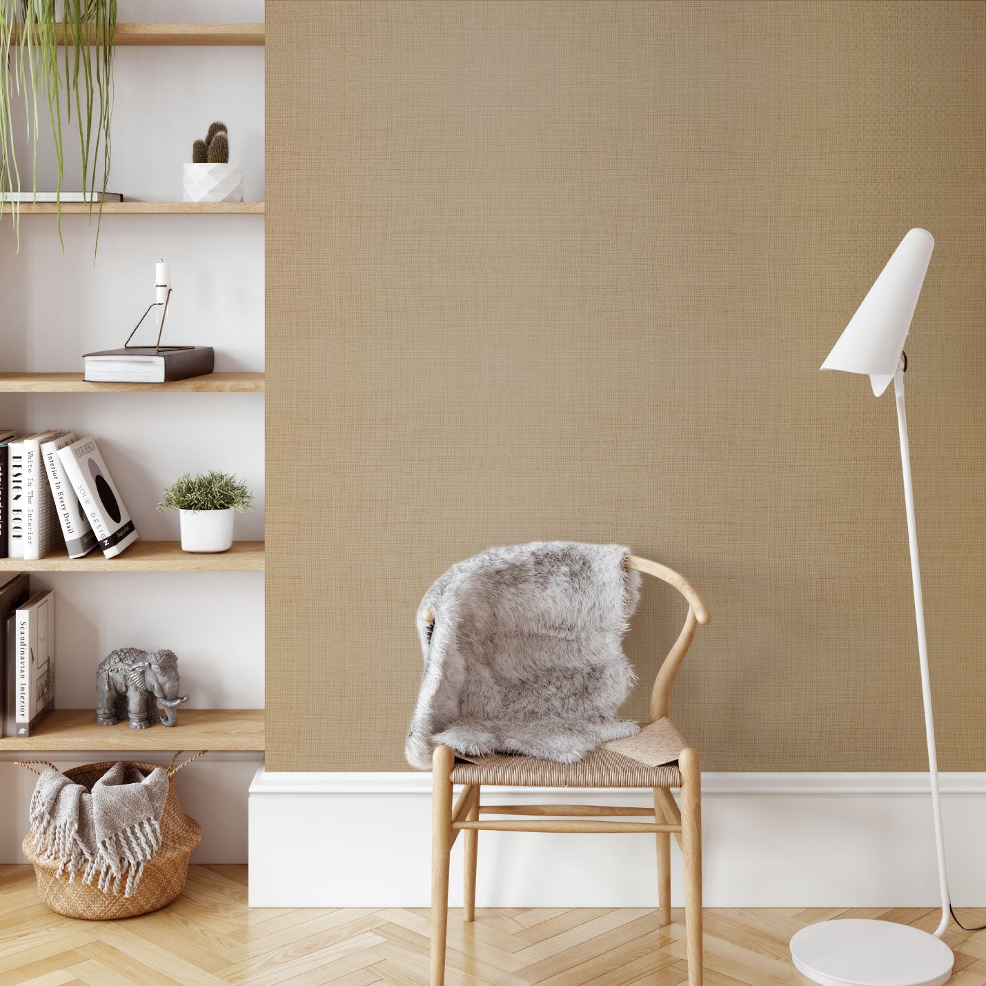 Load image into Gallery viewer, non-toxic sisal metallic textured wallpaper, eco friendly and sustainable fused to silver metallic paper on this designer wallcovering that is a tan colored neutral high-end paper.
