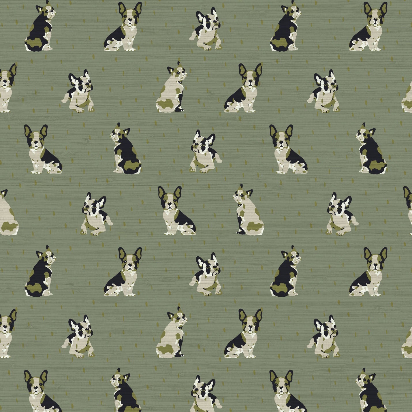 Grasscloth wallpaper Natural Textured Eco-Friendly Non-toxic High-quality  Sustainable Interior Design Bold Custom Tailor-made Retro chic Grandmillennial Maximalism  Traditional Dopamine decor dog animal french bulldog pouch hound kid kids playroom nursery mudroomRustic Cabin cottage Luxury Contemporary stripe olive green
