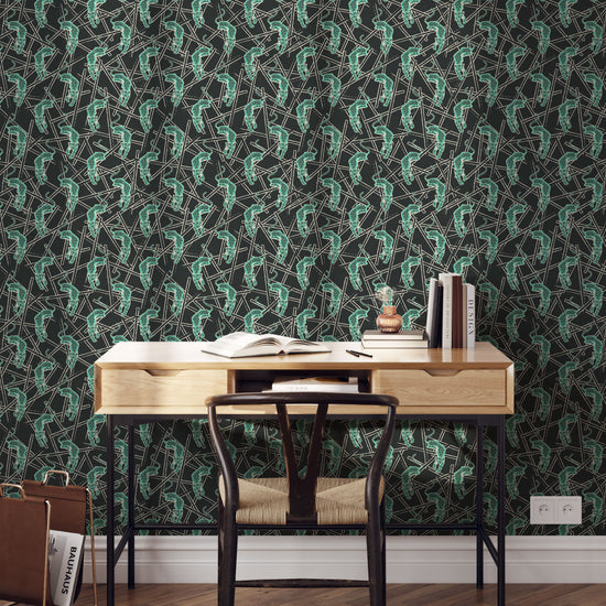 Grasscloth wallpaper Natural Textured Eco-Friendly Non-toxic High-quality  Sustainable Interior Design Bold Custom Tailor-made Retro chic Grand millennial Maximalism  Traditional Dopamine decor tropical jungle garden vacation animal cheetah black mint