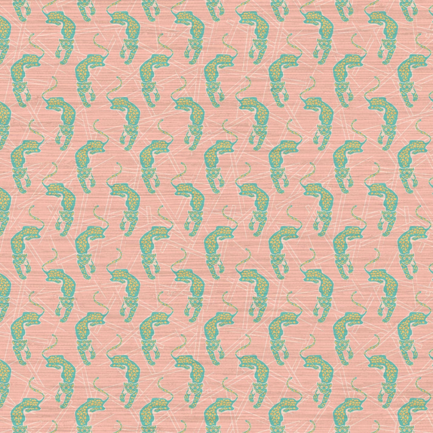Grasscloth wallpaper Natural Textured Eco-Friendly Non-toxic High-quality  Sustainable Interior Design Bold Custom Tailor-made Retro chic Grand millennial Maximalism  Traditional Dopamine decor tropical jungle garden vacation animal cheetah mint green coral pink pastel neon