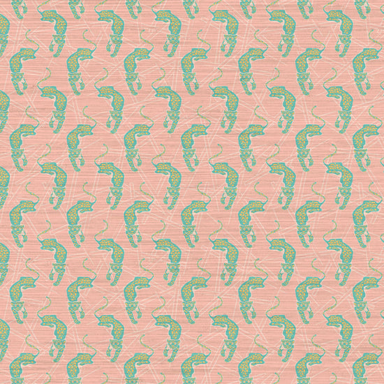 Grasscloth wallpaper Natural Textured Eco-Friendly Non-toxic High-quality  Sustainable Interior Design Bold Custom Tailor-made Retro chic Grand millennial Maximalism  Traditional Dopamine decor tropical jungle garden vacation animal cheetah mint green coral pink pastel neon