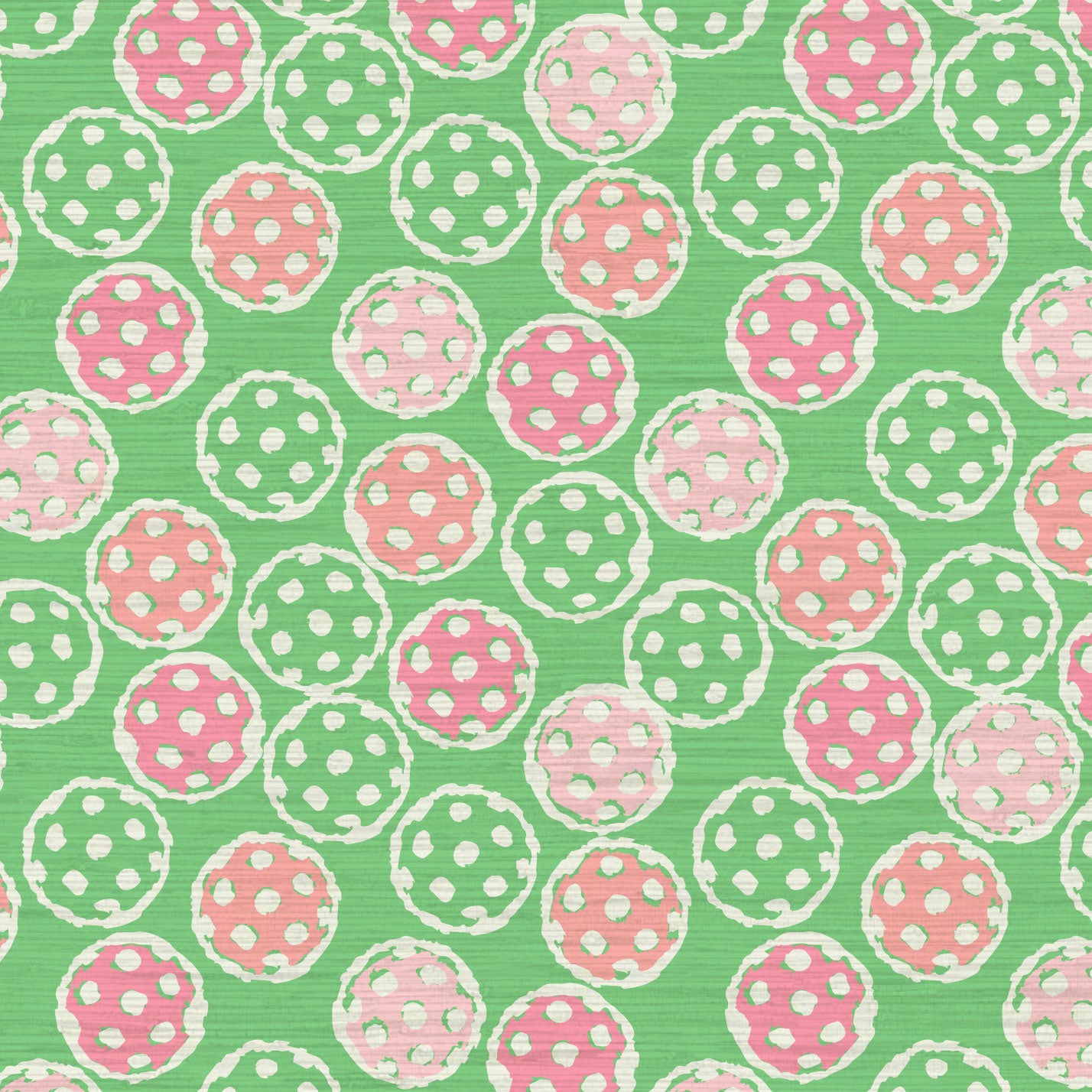 pickleball sport ball green white kids Grasscloth Natural Textured Eco-Friendly Non-toxic High-quality Sustainable practices Sustainability Interior Design Wall covering Bold Wallpaper Custom Tailor-made Retro chic custom made pink baby pink preppy