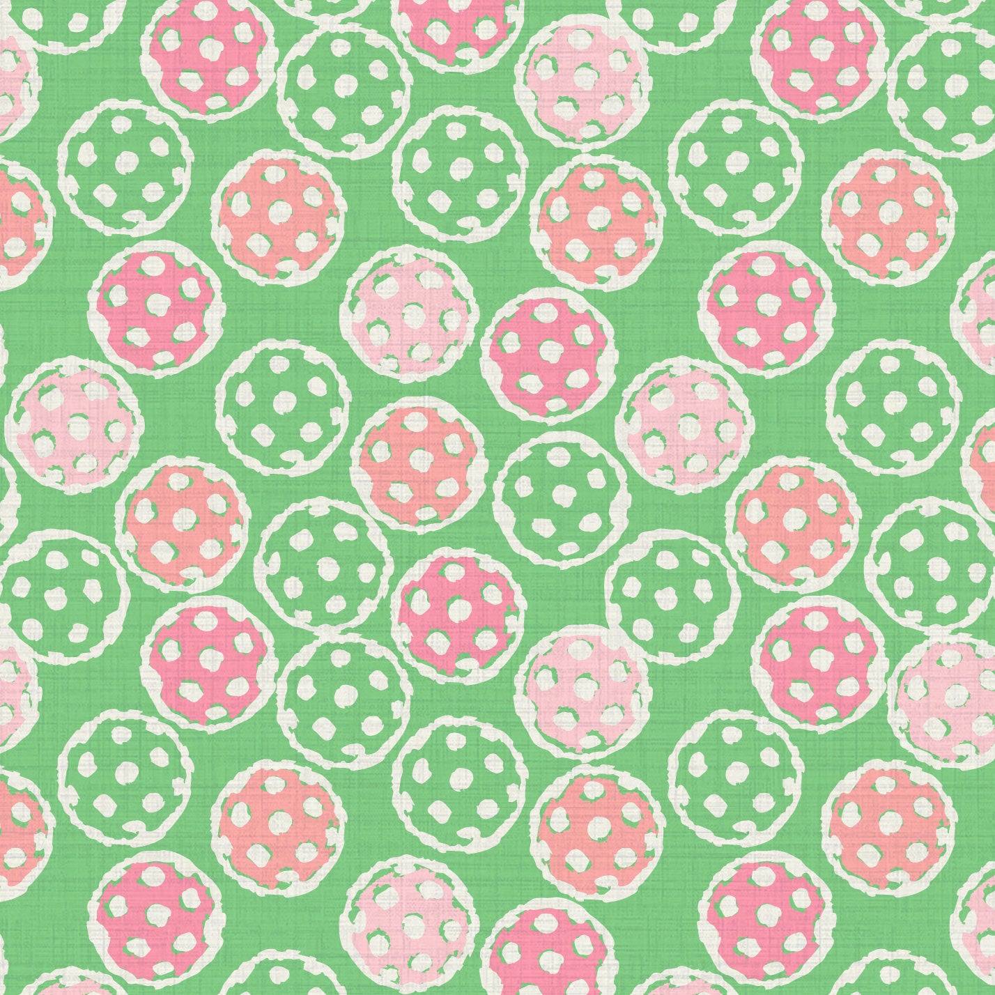 Double Bounce Baby Pink & Green Pickleball Textured Performance Vinyl Wallpaper