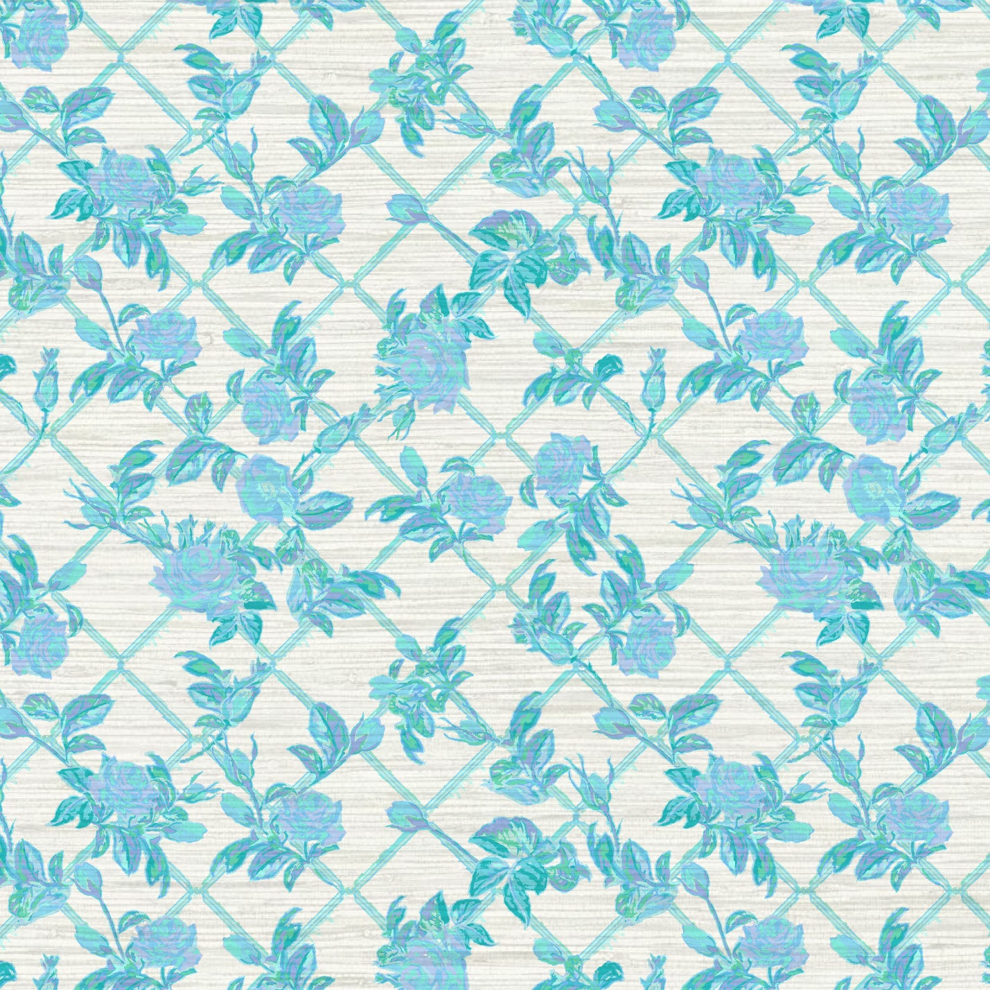 Grasscloth wallpaper Natural Textured Eco-Friendly Non-toxic High-quality  Sustainable Interior Design Bold Custom Tailor-made Retro chic Grand millennial Maximalism  Traditional Dopamine decor garden grandma cottage core botanical rose floral flower rose bloom trellis stripe blue periwinkle girl feminine nursery