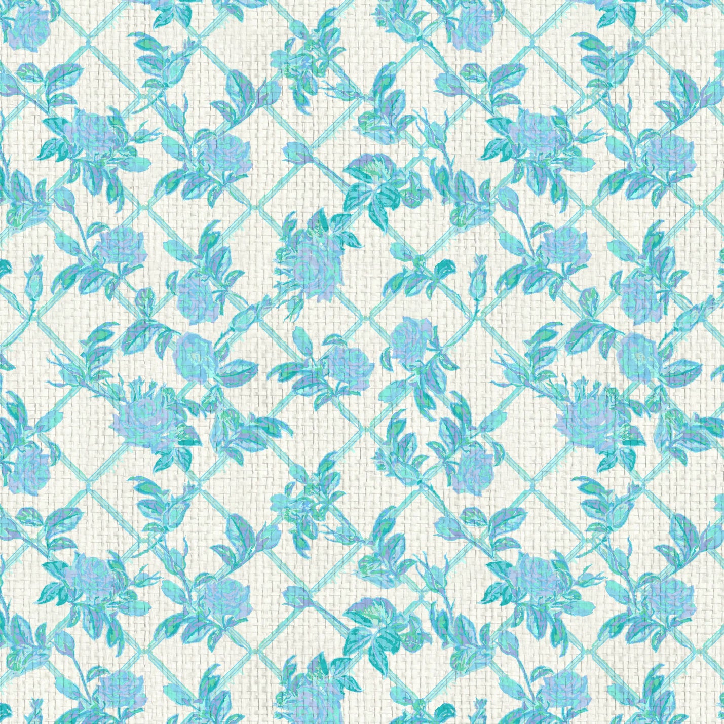 Grasscloth Paperweave wallpaper Natural Textured Eco-Friendly Non-toxic High-quality  Sustainable Interior Design Bold Custom Tailor-made Retro chic Grand millennial Maximalism  Traditional Dopamine decor garden grandma cottage core botanical rose floral flower rose bloom trellis stripe blue periwinkle girl feminine nursery