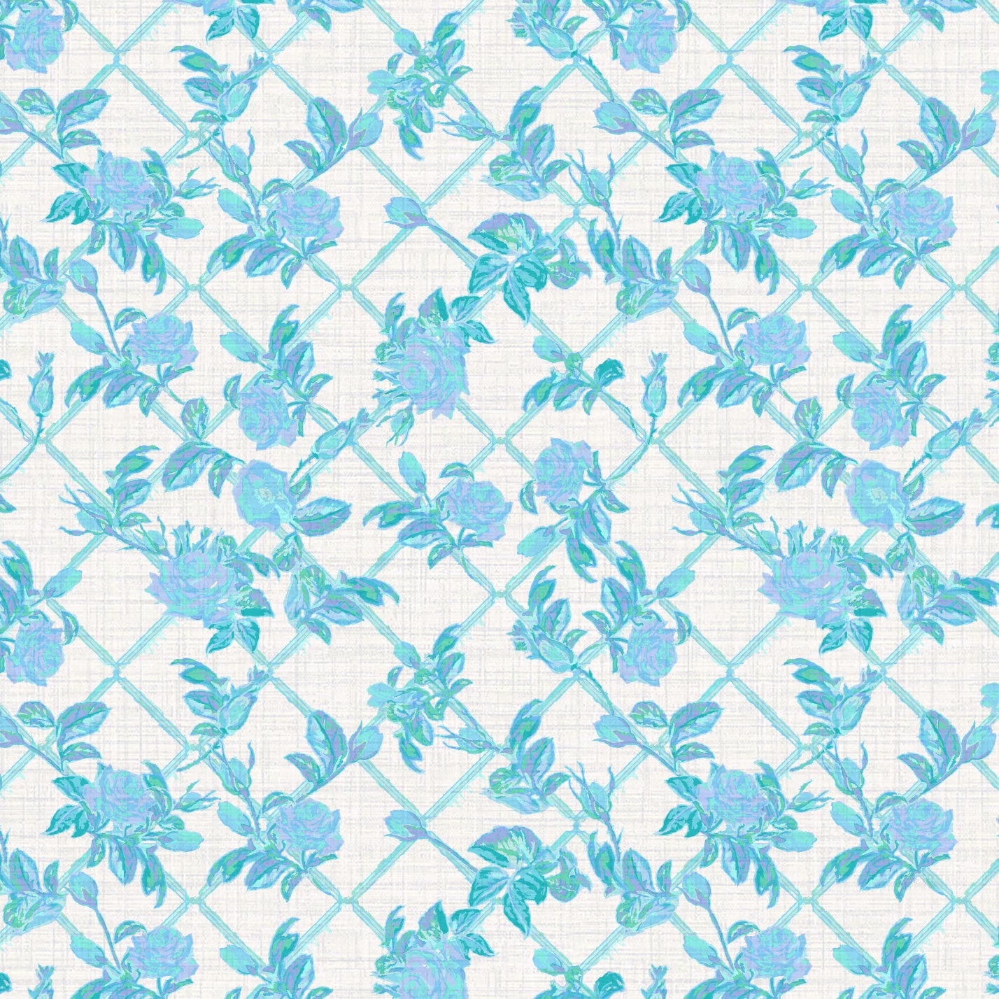 Every Rose has its Thorn Trellis Textured Performance Vinyl Wallpaper in Bahama Blue